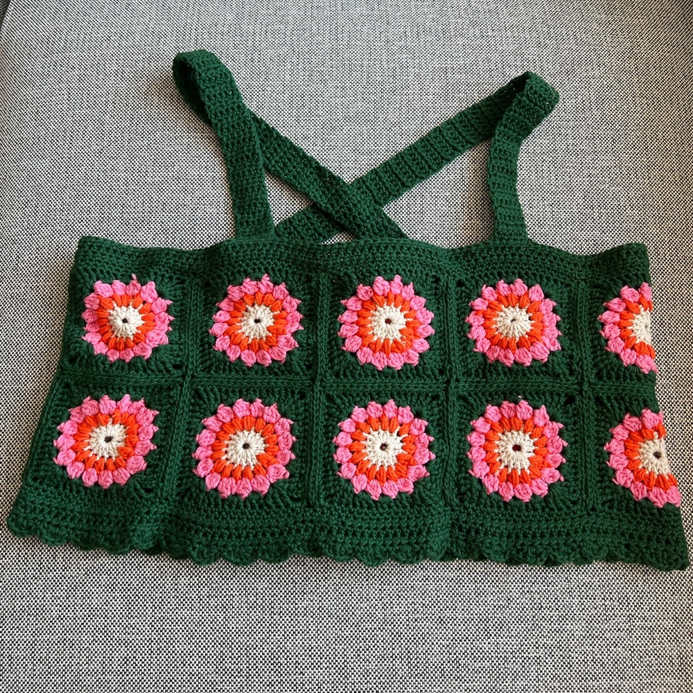 Hand made Crochet Floral Granby Square Tank